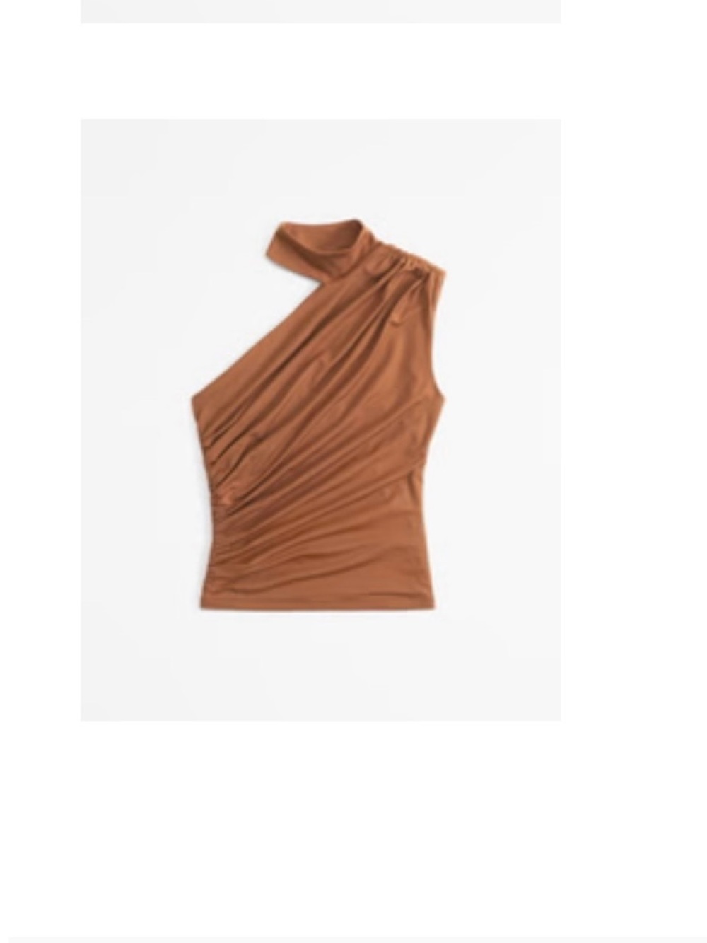 Abercrombie & Fitch One-Shoulder Ruched Top - Chestnut Brown